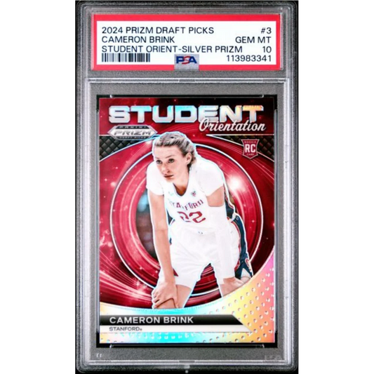 Graded 2024 Panini Prizm Draft Picks Cameron Brink 3 Student Orientation Silver Prizm Rookie RC Basketball Card PSA 10 Gem Mint | Hall of Fame Sports Memorabilia | vintageantiquesgifts.com