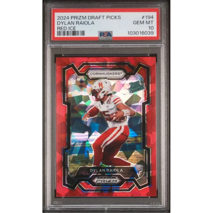 Graded 2024 Panini Prizm Draft Picks Dylan Raiola #194 Red Ice Rookie RC Football Card PSA 10 Gem Mint | Hall of Fame Sports Memorabilia | vintageantiquesgifts.com
