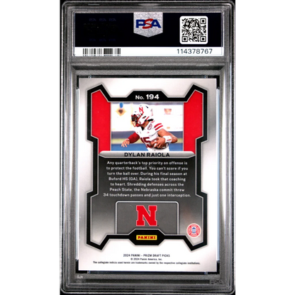 Graded 2024 Panini Prizm Draft Picks Dylan Raiola #194 Rookie RC Football Card PSA 10 Gem Mint | PSA 10 Gem Mint Graded Rookie Card | vintageantiquesgifts.com