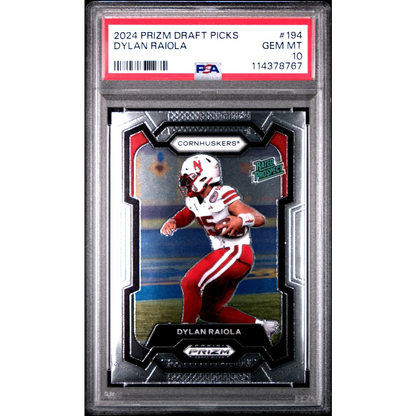 Graded 2024 Panini Prizm Draft Picks Dylan Raiola #194 Rookie RC Football Card PSA 10 Gem Mint | Hall of Fame Sports Memorabilia | vintageantiquesgifts.com