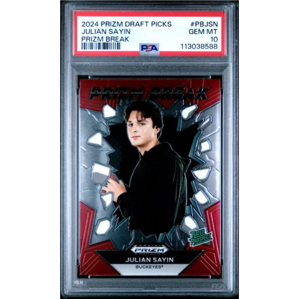Graded 2024 Panini Prizm Draft Picks Julian Sayin #PBJSN Prizm Break Rookie RC Football Card PSA 10 Gem Mint | Hall of Fame Sports Memorabilia | vintageantiquesgifts.com