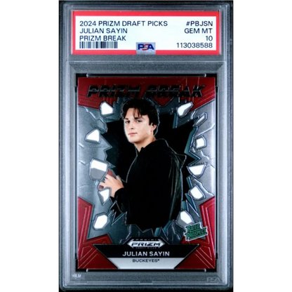 Graded 2024 Panini Prizm Draft Picks Julian Sayin #PBJSN Prizm Break Rookie RC Football Card PSA 10 Gem Mint | Hall of Fame Sports Memorabilia | vintageantiquesgifts.com