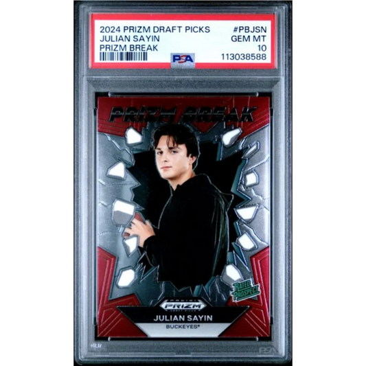 Graded 2024 Panini Prizm Draft Picks Julian Sayin #PBJSN Prizm Break Rookie RC Football Card PSA 10 Gem Mint | Hall of Fame Sports Memorabilia | vintageantiquesgifts.com