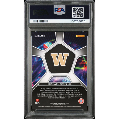 Graded 2024 Panini Prizm Draft Picks Michael Penix Jr #BRMPJ Brilliance Rookie RC Football Card PSA 10 Gem Mint | PSA 10 Gem Mint Graded Rookie Card | vintageantiquesgifts.com