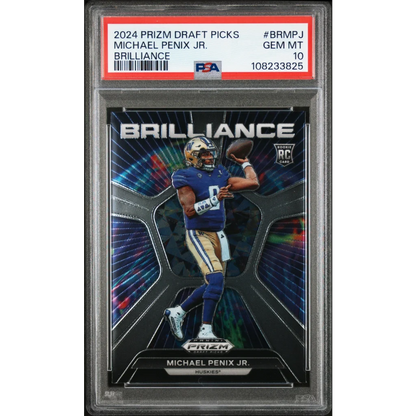 Graded 2024 Panini Prizm Draft Picks Michael Penix Jr #BRMPJ Brilliance Rookie RC Football Card PSA 10 Gem Mint | Hall of Fame Sports Memorabilia | vintageantiquesgifts.com