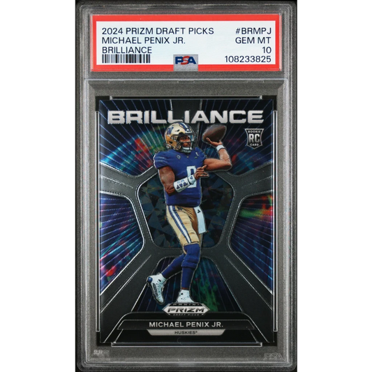 Graded 2024 Panini Prizm Draft Picks Michael Penix Jr #BRMPJ Brilliance Rookie RC Football Card PSA 10 Gem Mint | Hall of Fame Sports Memorabilia | vintageantiquesgifts.com