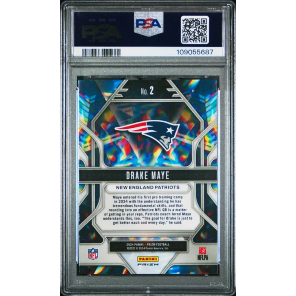PSA Graded Drake Maye Prizm Green Ice Rookie Card Patriots