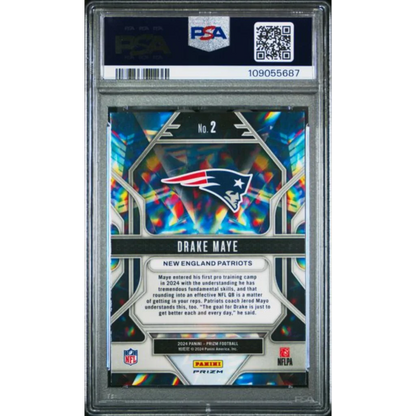 PSA Graded Drake Maye Prizm Green Ice Rookie Card Patriots