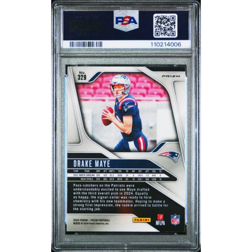 Graded 2024 Panini Prizm Drake Maye #329 Disco Prizm Rookie RC Football Card PSA 9 Mint | PSA 9 Mint Graded Rookie Card | vintageantiquesgifts.com