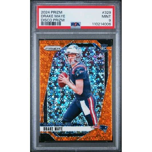 Graded 2024 Panini Prizm Drake Maye #329 Disco Prizm Rookie RC Football Card PSA 9 Mint | Hall of Fame Sports Memorabilia | vintageantiquesgifts.com
