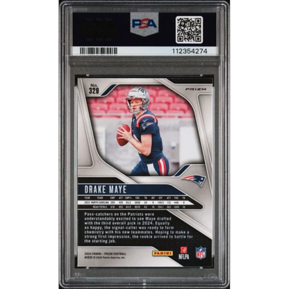Graded 2024 Panini Prizm Drake Maye #329 Lazer Prizm Rookie RC Football Card PSA 10 Gem Mint | PSA 10 Gem Mint Graded Rookie Card | vintageantiquesgifts.com