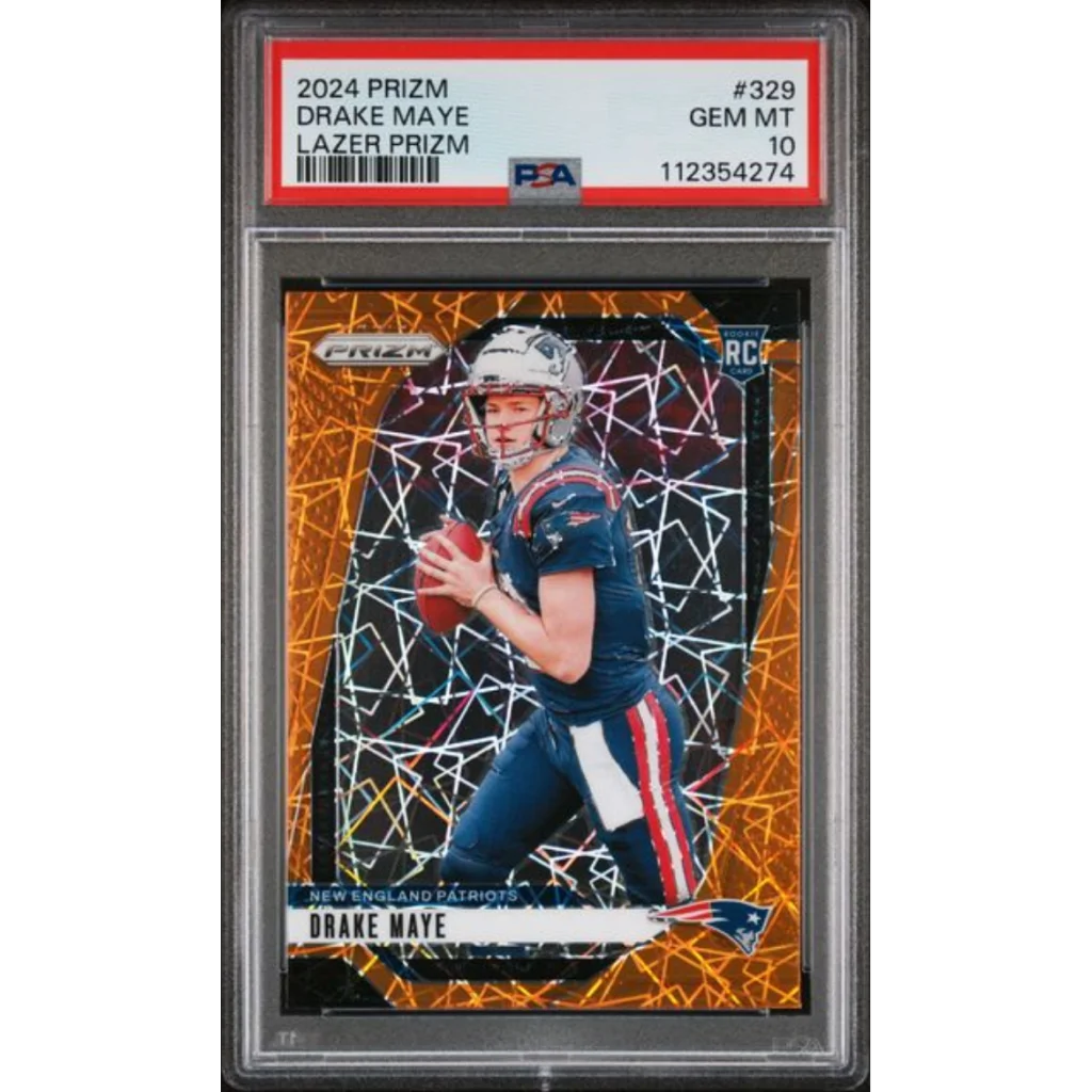 Graded 2024 Panini Prizm Drake Maye #329 Lazer Prizm Rookie RC Football Card PSA 10 Gem Mint | Hall of Fame Sports Memorabilia | vintageantiquesgifts.com