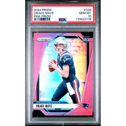 Graded 2024 Panini Prizm Drake Maye #329 Pink Prizm Rookie RC Football Card PSA 10 Gem Mint | Hall of Fame Sports Memorabilia | vintageantiquesgifts.com