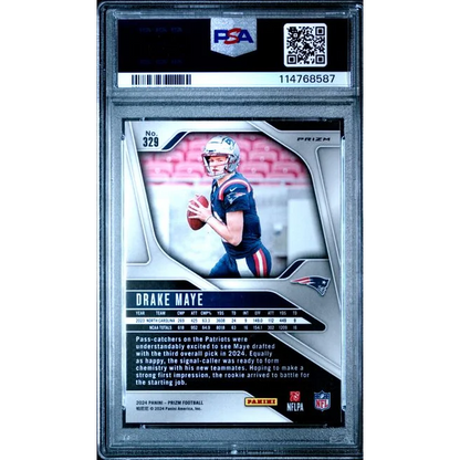 Graded PSA 10 2024 Panini Prizm Drake Maye #329 Red White Blue Rookie RC Patriots