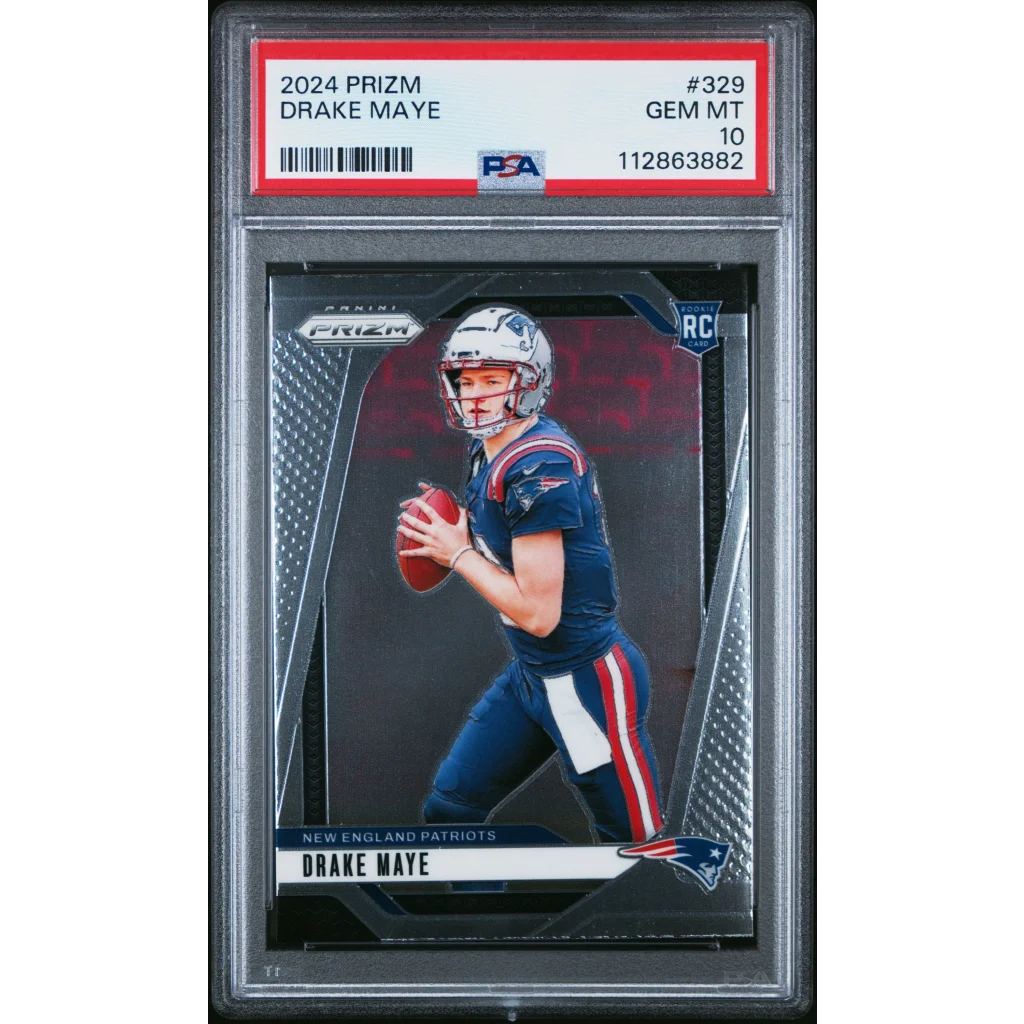 Graded 2024 Panini Prizm Drake Maye #329 Rookie RC Football Card PSA 10 Gem Mint | Hall of Fame Sports Memorabilia | vintageantiquesgifts.com