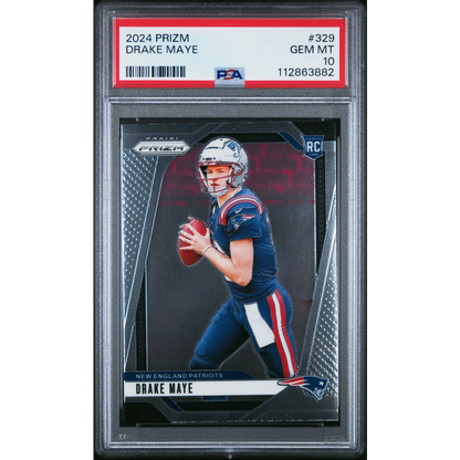 Graded 2024 Panini Prizm Drake Maye #329 Rookie RC Football Card PSA 10 Gem Mint | Hall of Fame Sports Memorabilia | vintageantiquesgifts.com