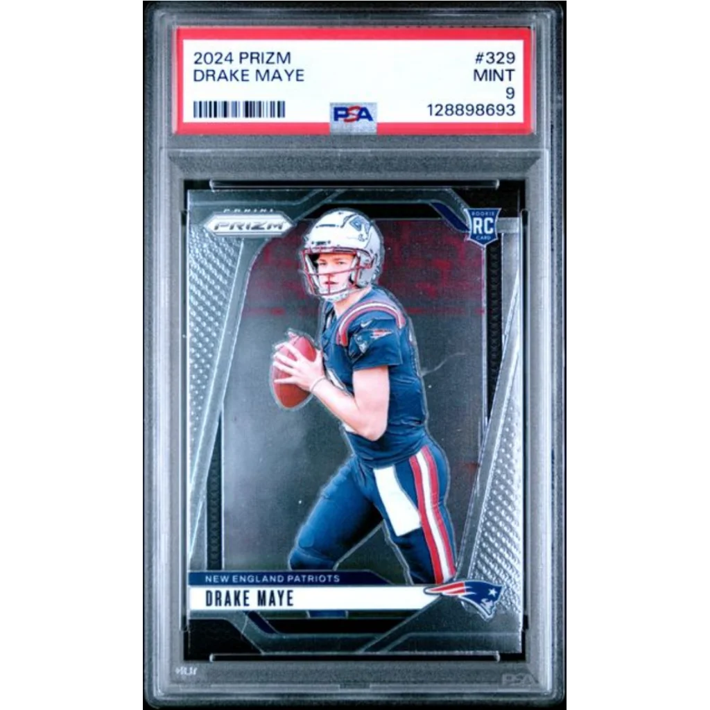 Graded 2024 Panini Prizm Drake Maye #329 Rookie RC Football Card PSA 9 Mint | Hall of Fame Sports Memorabilia | vintageantiquesgifts.com