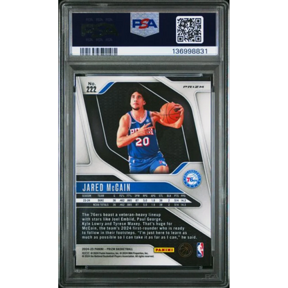 Graded PSA 10 2024 Panini Prizm Jared McCain #222 Pink Ice Rookie Card