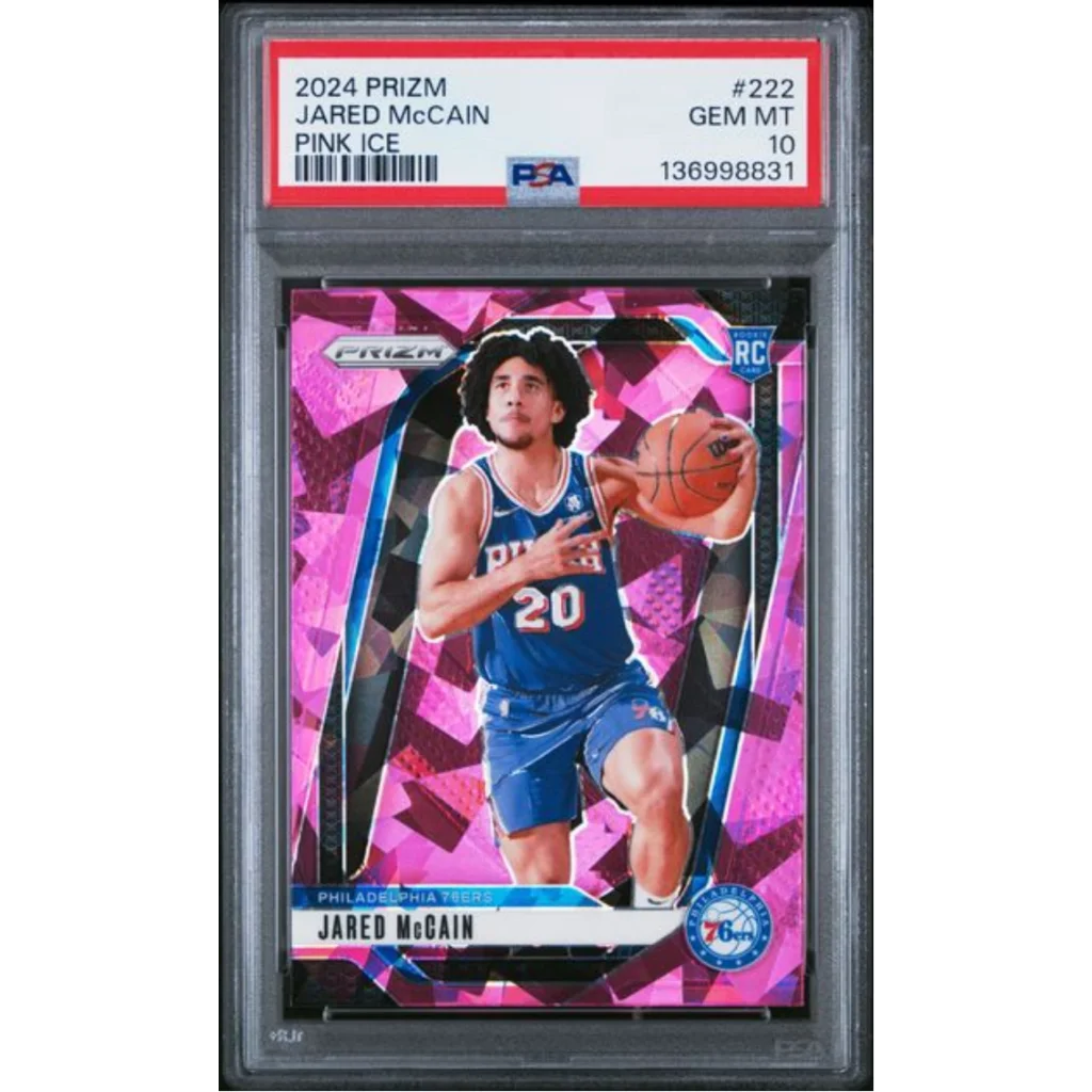 Graded PSA 10 2024 Panini Prizm Jared McCain #222 Pink Ice Rookie Card