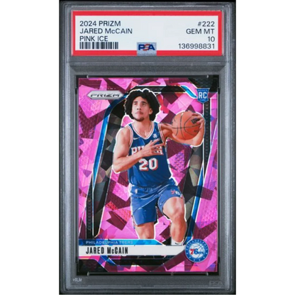 Graded PSA 10 2024 Panini Prizm Jared McCain #222 Pink Ice Rookie Card