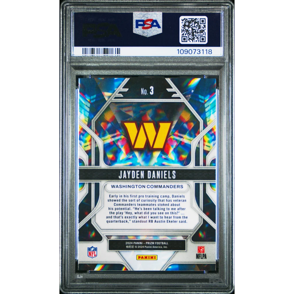 Graded PSA 10 2024 Panini Prizm Jayden Daniels #3 Rookie RC Card