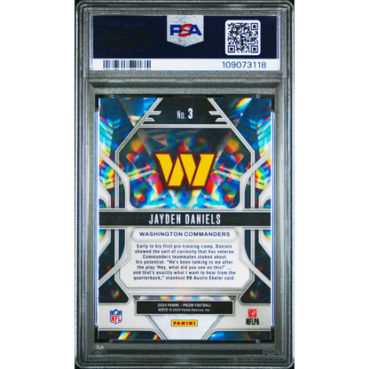 Graded PSA 10 2024 Panini Prizm Jayden Daniels #3 Rookie RC Card