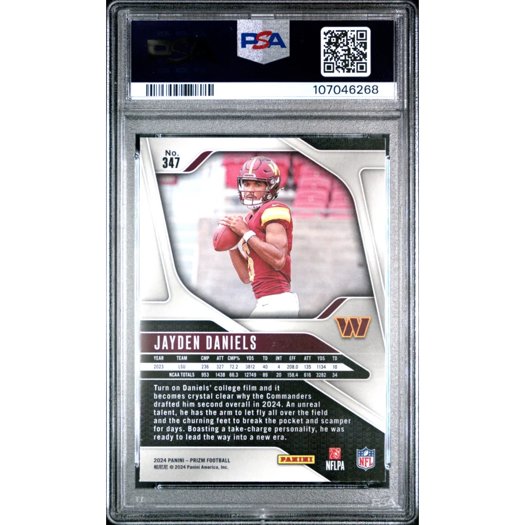 PSA Graded Jayden Daniels 2024 Prizm Rookie Football Card ready to ship