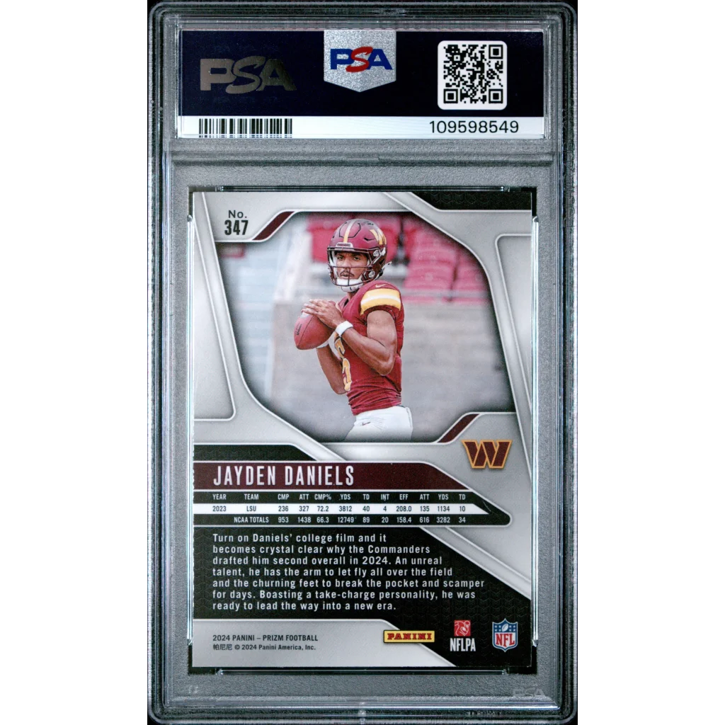 Graded 2024 Panini Prizm Jayden Daniels #347 Rookie RC Football Card PSA 9 Mint | PSA 9 Mint Graded Rookie Card | vintageantiquesgifts.com