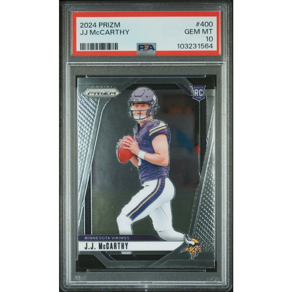 Graded 2024 Panini Prizm JJ McCarthy #400 Rookie RC Football Card PSA 10 Gem Mint | Hall of Fame Sports Memorabilia | vintageantiquesgifts.com