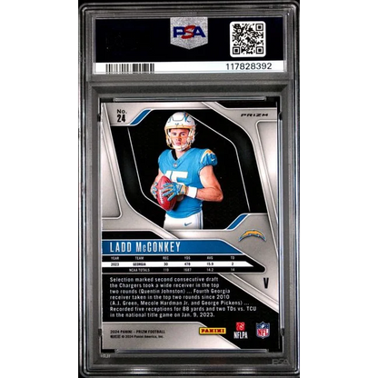 Graded 2024 Panini Prizm Ladd McConkey #24 Rookie Variation RC Football Card PSA 9 Mint | PSA 9 Mint Graded Rookie Card | vintageantiquesgifts.com