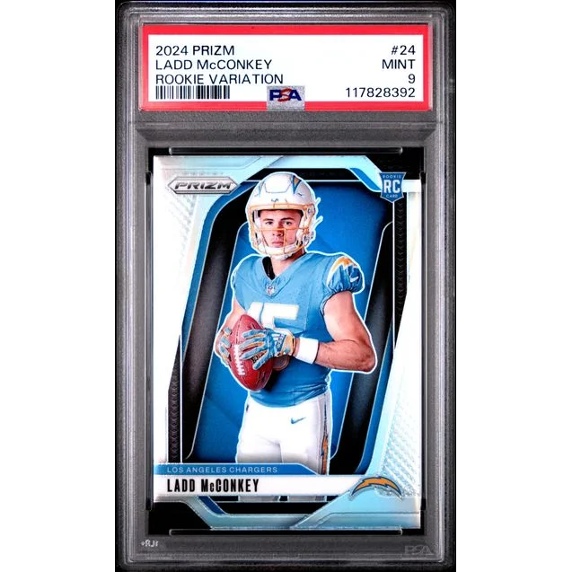 Graded 2024 Panini Prizm Ladd McConkey #24 Rookie Variation RC Football Card PSA 9 Mint | Hall of Fame Sports Memorabilia | vintageantiquesgifts.com