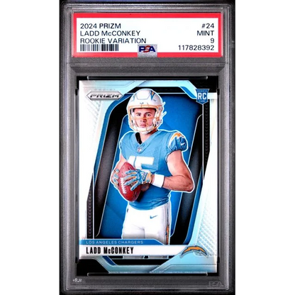 Graded 2024 Panini Prizm Ladd McConkey #24 Rookie Variation RC Football Card PSA 9 Mint | Hall of Fame Sports Memorabilia | vintageantiquesgifts.com