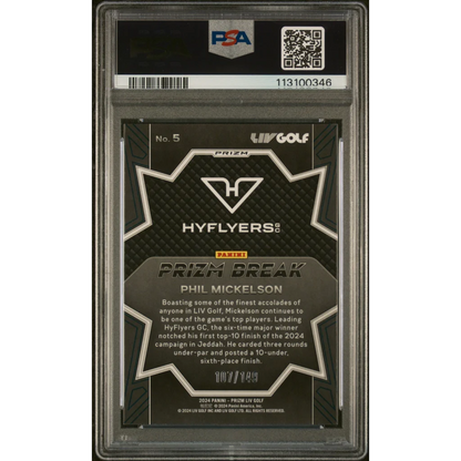 PSA graded Phil Mickelson Red Prizm Panini LIV Golf trading card image