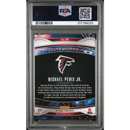 Graded 2024 Panini Prizm Michael Penix Jr #16 Fireworks Rookie RC Football Card PSA 10 Gem Mint | PSA 10 Gem Mint Graded Rookie Card | vintageantiquesgifts.com