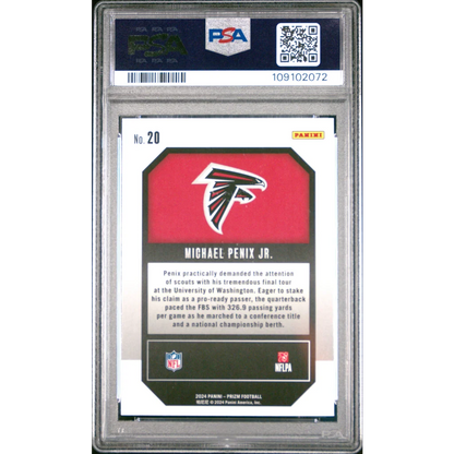 Graded PSA 10 Gem Mint 2024 Panini Prizm Michael Penix Jr #20 Rookie RC Card