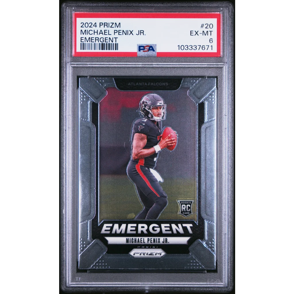 Graded 2024 Panini Prizm Michael Penix Jr #20 Emergent Rookie RC Football Card PSA 6 Ex Mint | Hall of Fame Sports Memorabilia | vintageantiquesgifts.com