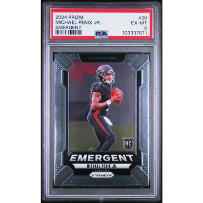 Graded 2024 Panini Prizm Michael Penix Jr #20 Emergent Rookie RC Football Card PSA 6 Ex Mint | Hall of Fame Sports Memorabilia | vintageantiquesgifts.com