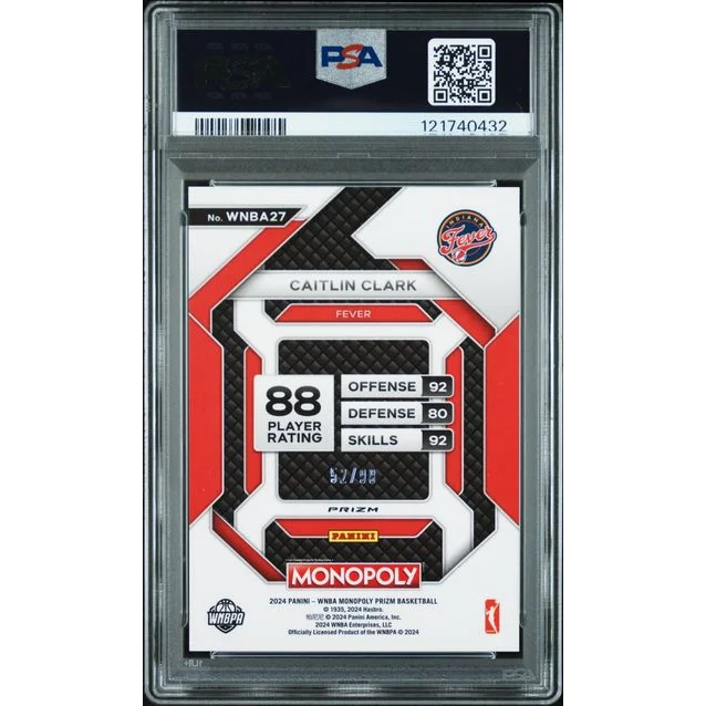 Graded 2024 Panini Prizm Monopoly WNBA Caitlin Clark #27 /99 Red Prizm Rookie RC Basketball Card PSA 9 Mint | PSA 9 Mint Graded Rookie Card | vintageantiquesgifts.com