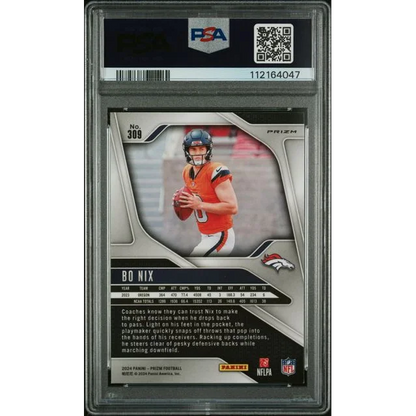 Graded PSA 9 2024 Panini Prizm Neon Green Pulsar Bo Nix #309 Rookie Card