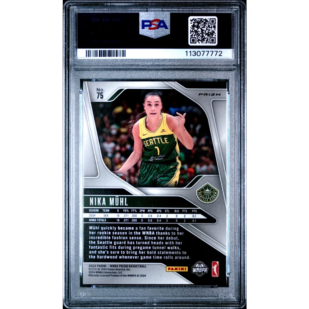 Graded Nika Muhl 2024 Prizm WNBA Ice Rookie Card in PSA case