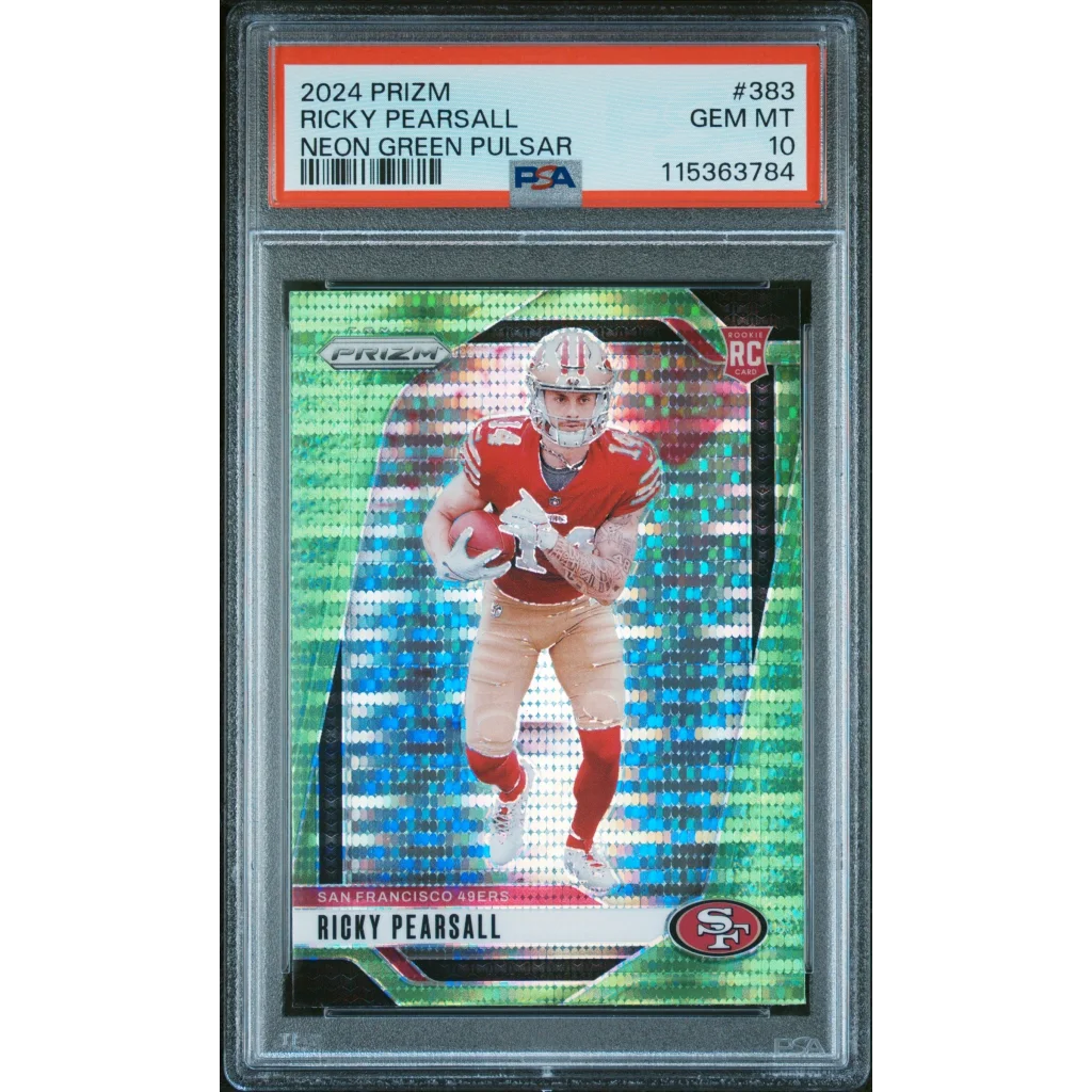 PSA 10 graded 2024 Panini Prizm neon green pulsar Ricky Pearsall rookie card