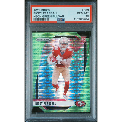PSA 10 graded 2024 Panini Prizm neon green pulsar Ricky Pearsall rookie card