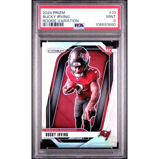 Graded 2024 Panini Prizm Rookie Variation Bucky Irving #10 Rookie RC Football Card PSA 9 Mint | Hall of Fame Sports Memorabilia | vintageantiquesgifts.com