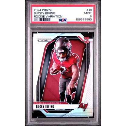 Graded 2024 Panini Prizm Rookie Variation Bucky Irving #10 Rookie RC Football Card PSA 9 Mint | Hall of Fame Sports Memorabilia | vintageantiquesgifts.com