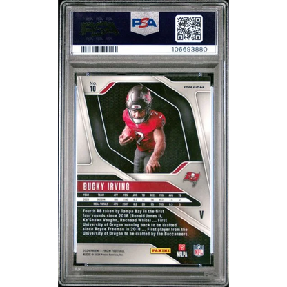 Graded 2024 Panini Prizm Rookie Variation Bucky Irving #10 Rookie RC Football Card PSA 9 Mint | PSA 9 Mint Graded Rookie Card | vintageantiquesgifts.com