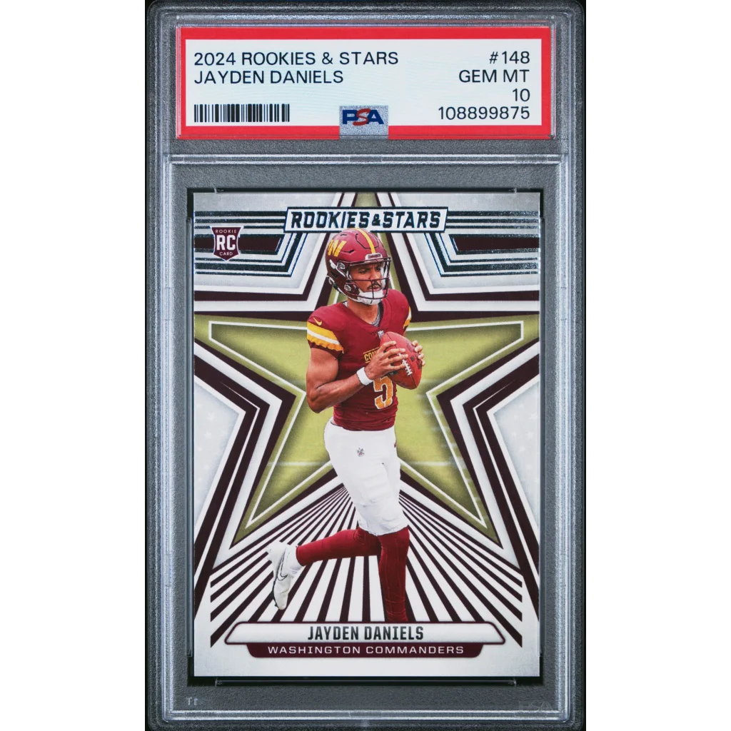 Graded PSA 10 Gem Mint 2024 Panini Rookies & Stars Jayden Daniels #148 RC Card