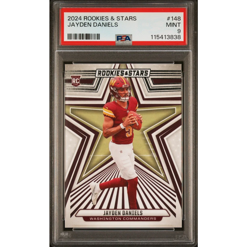 Graded 2024 Panini Rookies & Stars Jayden Daniels #148 Rookie RC Football Card PSA 9 Mint
