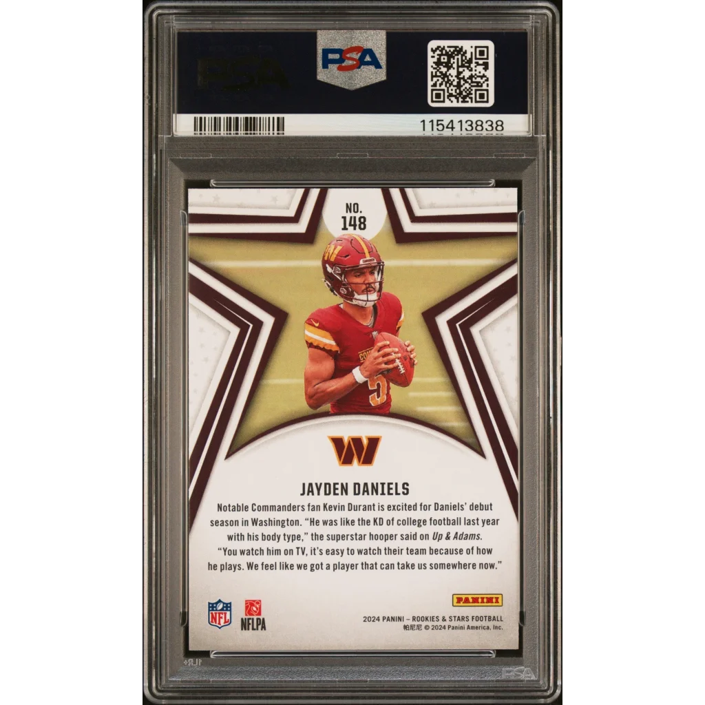Graded 2024 Panini Rookies & Stars Jayden Daniels #148 Rookie RC Football Card PSA 9 Mint