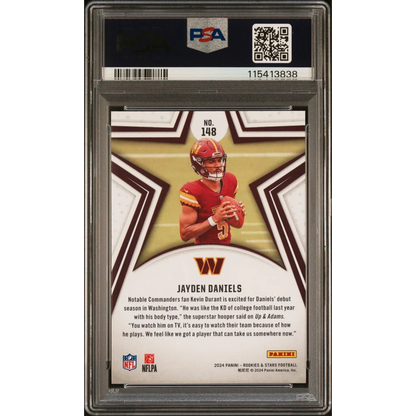 Graded 2024 Panini Rookies & Stars Jayden Daniels #148 Rookie RC Football Card PSA 9 Mint