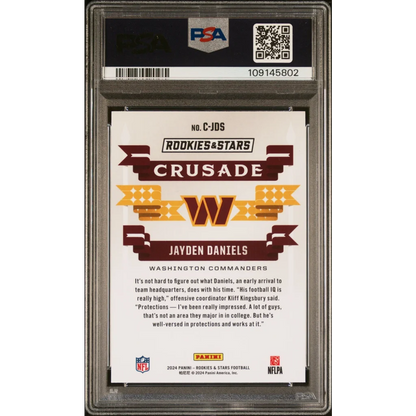Graded PSA 10 Jayden Daniels 2024 Panini Rookie RC Football Card in Slab